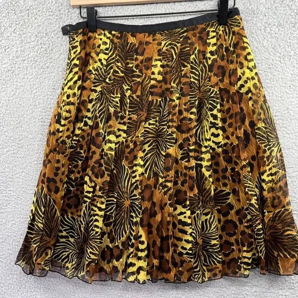 WDNY Skirt 6 Small Mini Knee Pleated Silk Animal Leopard Zebra Pleated 90s Y2K S - Picture 5 of 11